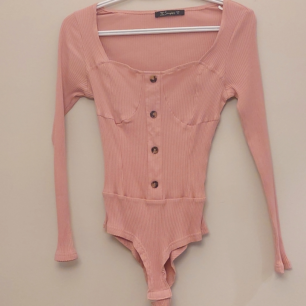 Light Pink Bustier Bodysuit, Small
